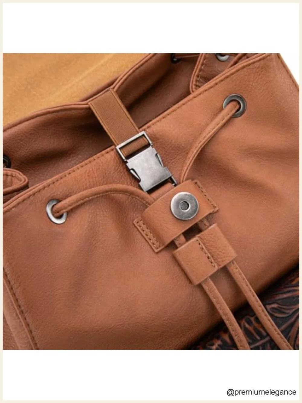 Floral Tooled Western Backpack Purse with Drawstring and Magnetic Button Closure